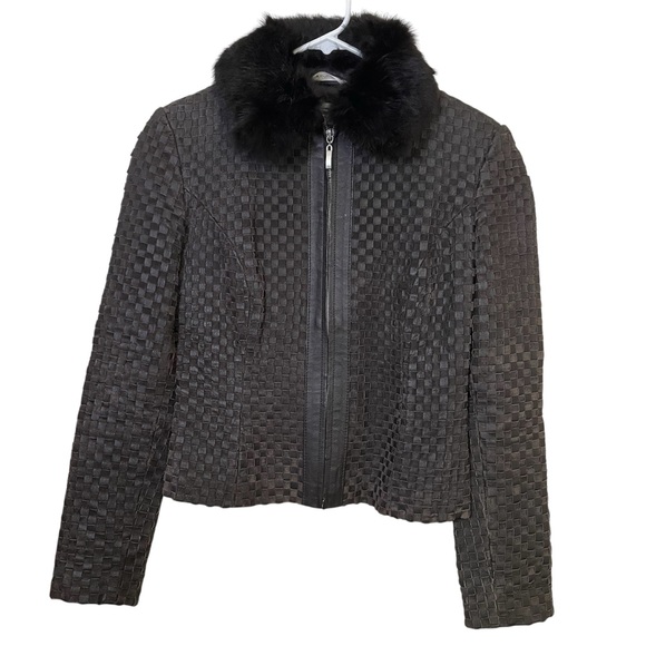 Marvin Richards Jackets & Blazers - Marvin Richards Black Woven Leather Jacket
